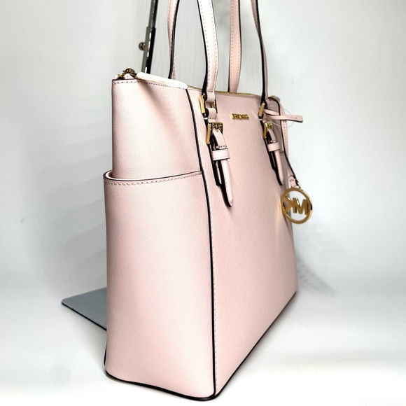 Michael Kors Charlotte Large Leather Top-Zip Tote Bag - Powder Blush - Picture 4 of 10